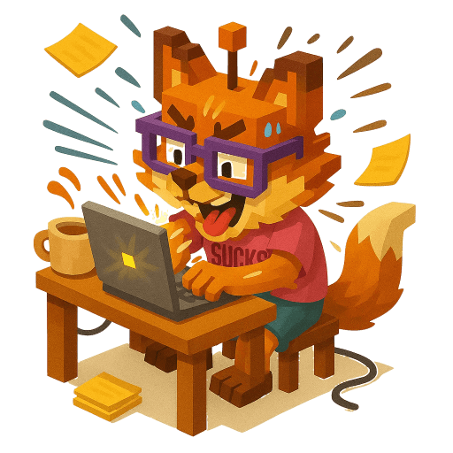 Mascot roast the fox - working hard-3D