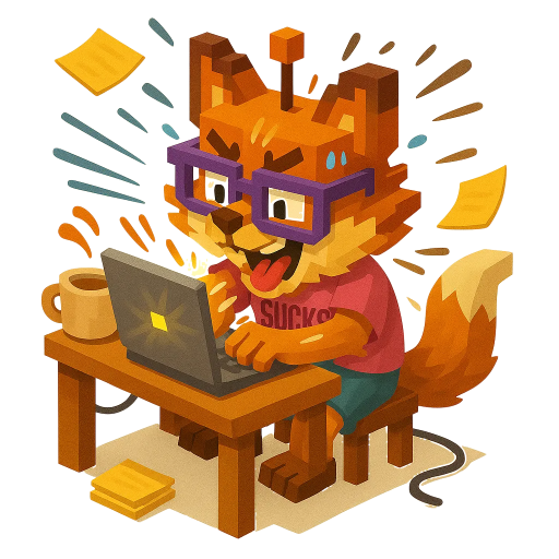 Mascot roast the fox - working hard-3D
